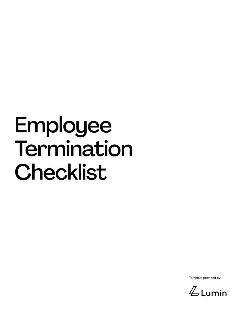 Employee Termination Checklist detailing steps and procedures for processing an employee's departure from the company