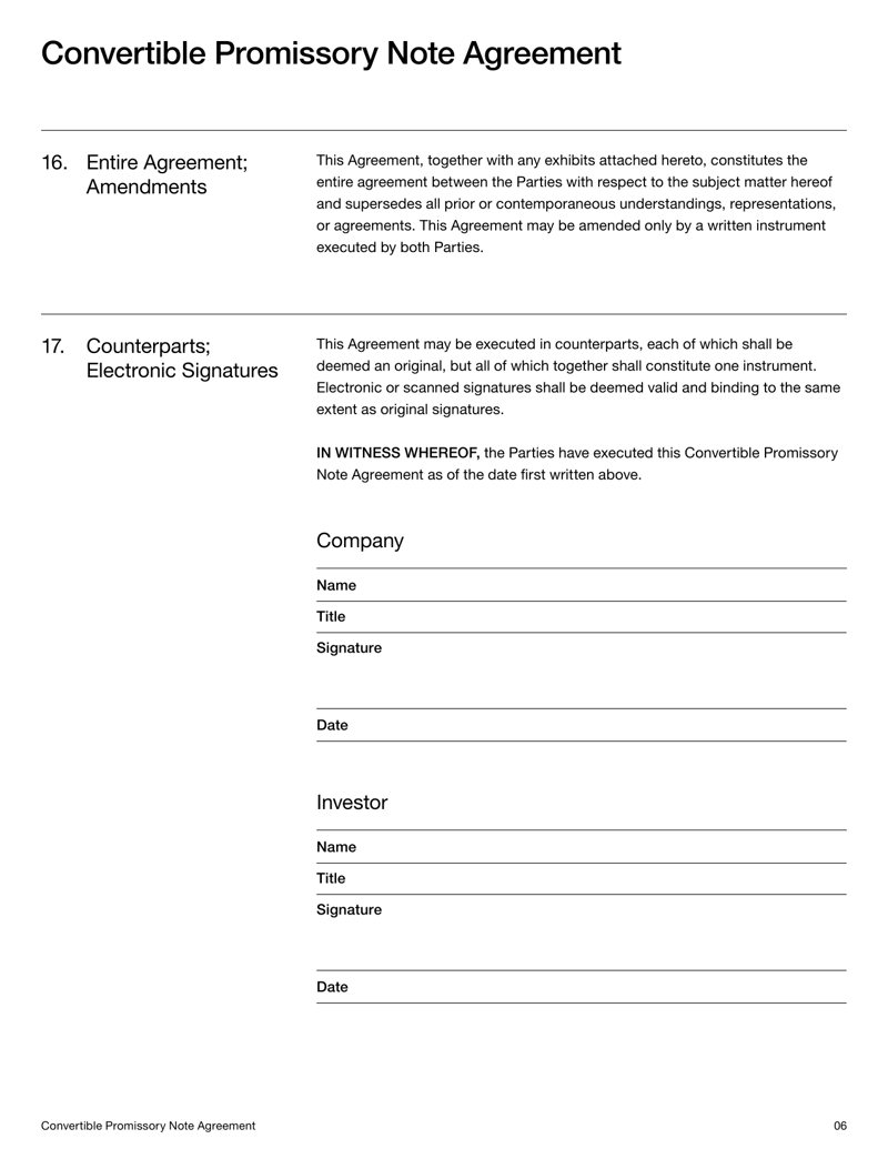Convertible Note Agreement detailing loan conversion, maturity and financing terms