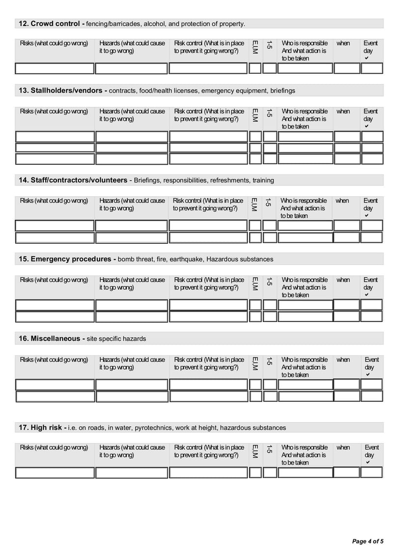 Large thumbnail of Event Hazard Management Form - Aug 2018