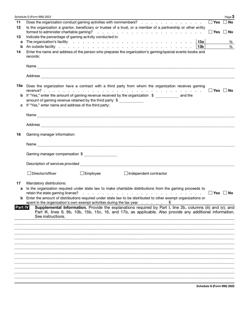 Large thumbnail of Schedule G (Form 990 or 990-EZ) - Jan 2022