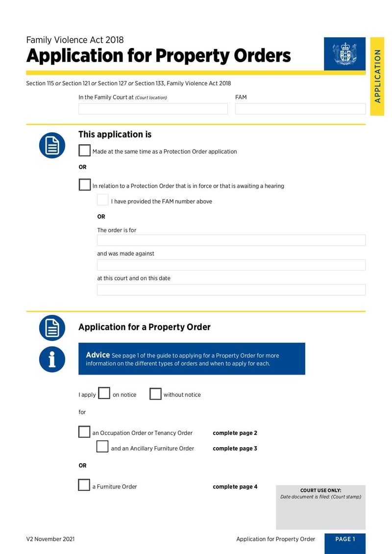 Large thumbnail of Application for Property Orders - Nov 2021