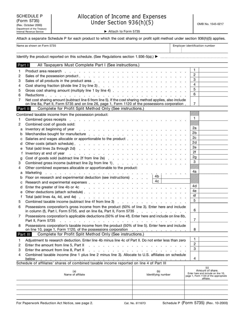 Large thumbnail of Form 5735 (Schedule P) - Oct 2000