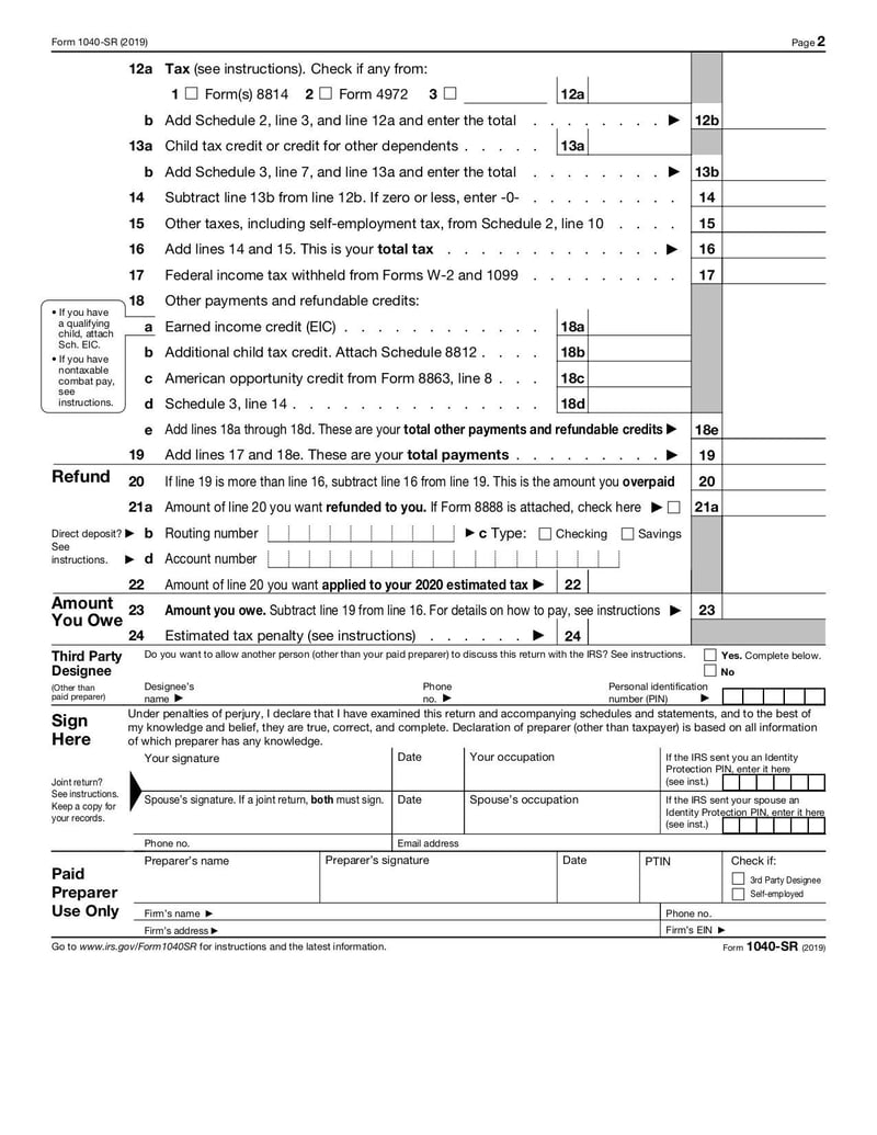 Large thumbnail of Form 1040 SR - Nov 2019