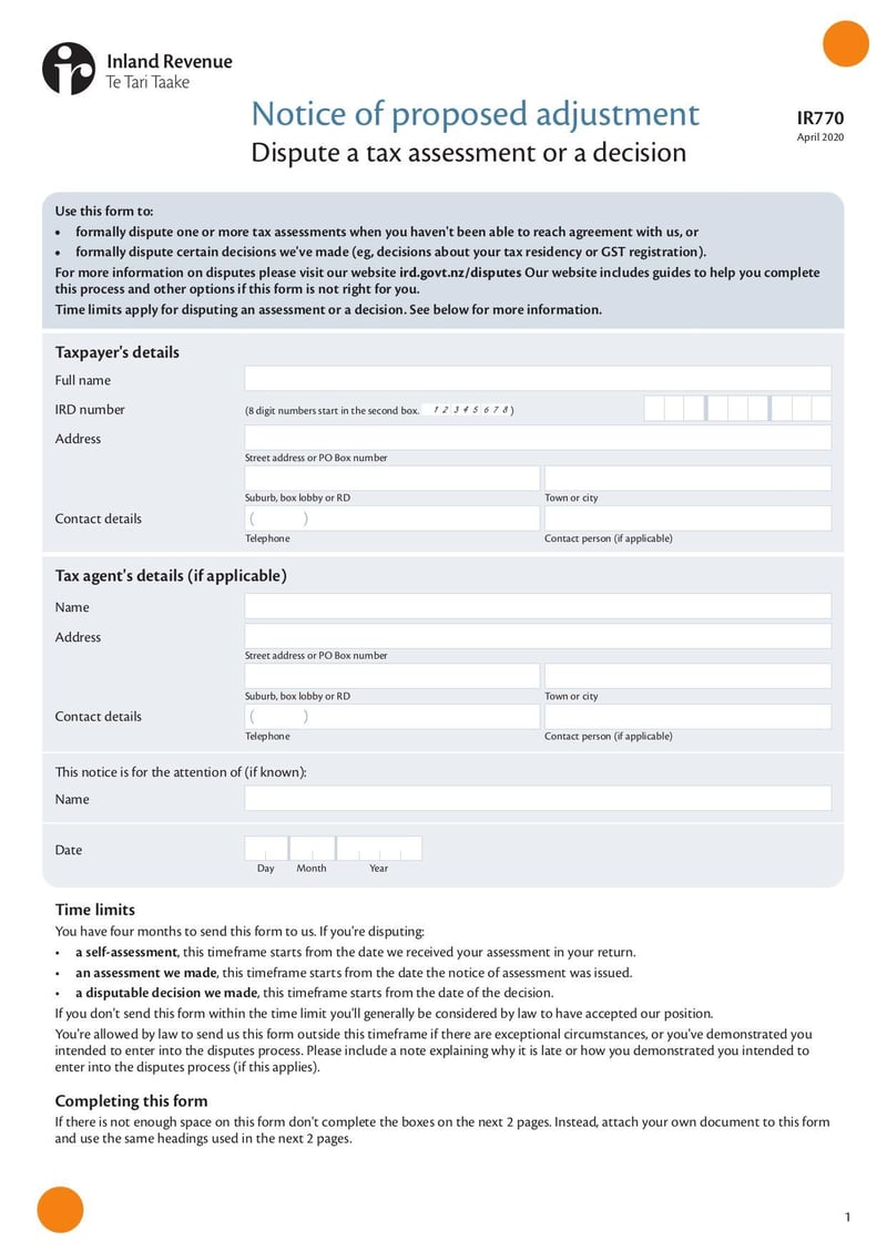 Large thumbnail of Form IR770 - Apr 2020