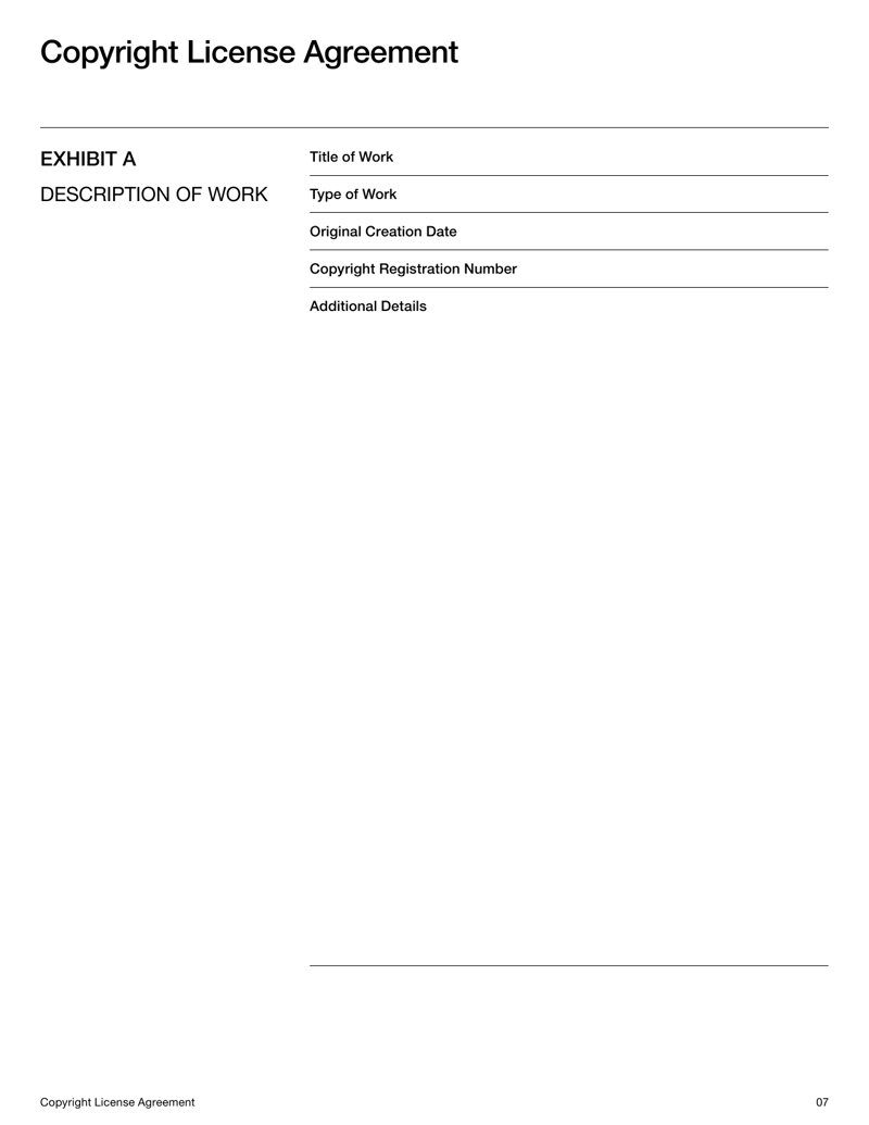 Copyright License Agreement detailing license scope, fees and intellectual property terms