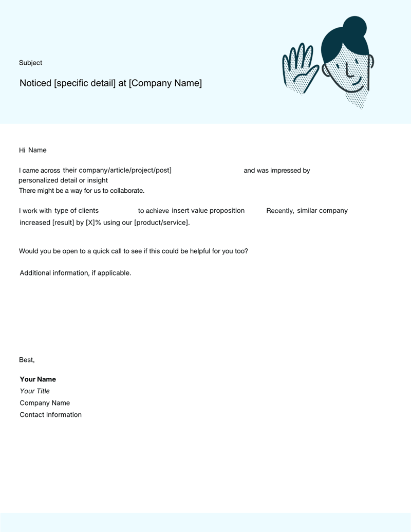 Cold Email Template for professional outreach with personalized message and call to action
