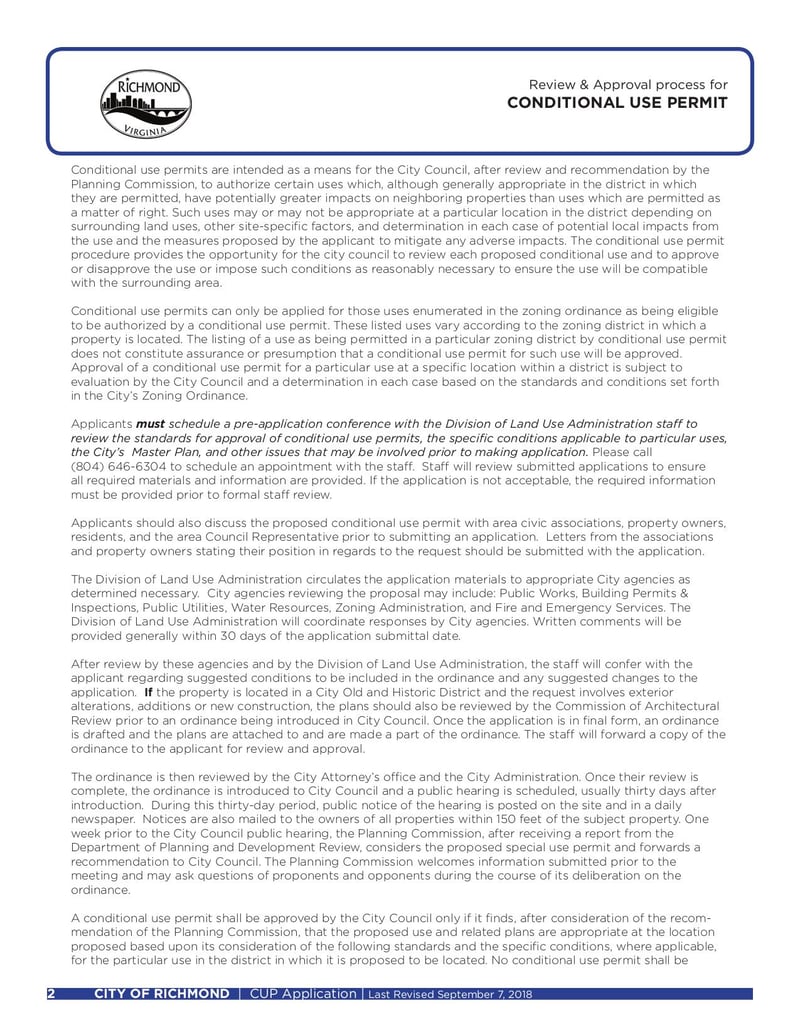 Large thumbnail of Application for Conditional Use Permit - Oct 2018