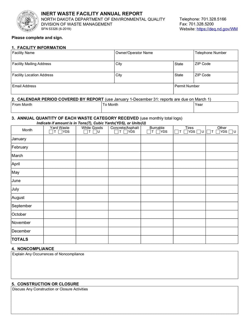Large thumbnail of Inert Waste Facility Annual Report - Jun 2019