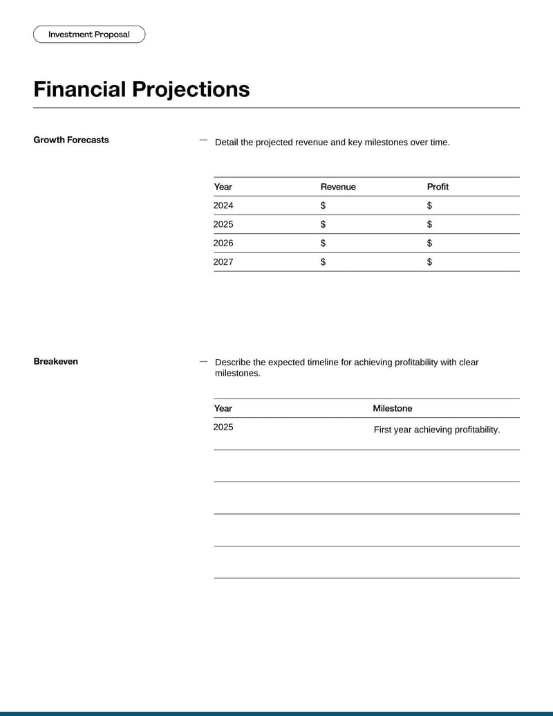 Investment Proposal Template for presenting a funding opportunity