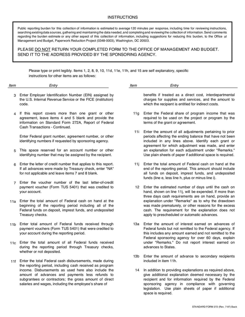 Large thumbnail of Standard Form 272 - Apr 2001