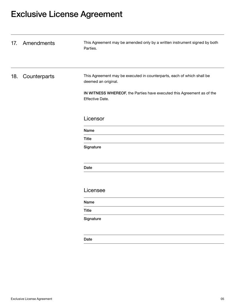 Exclusive License Agreement granting exclusive rights to use and commercialize intellectual property with royalty and termination terms