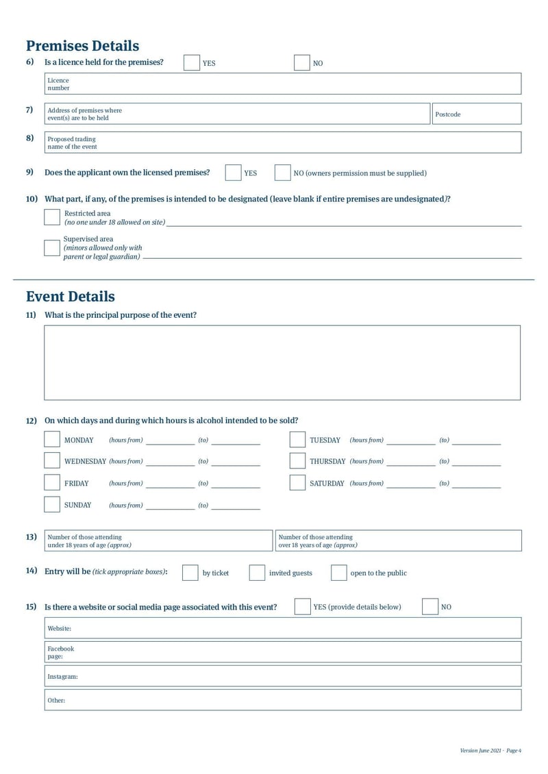 Large thumbnail of Special Licence Application Form - Jun 2021