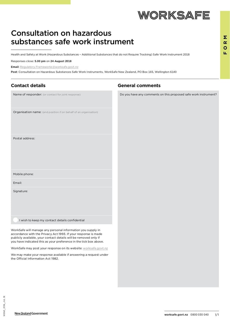 Large thumbnail of Consultation on Hazardous Substances Safe Work Instrument - Jul 2018