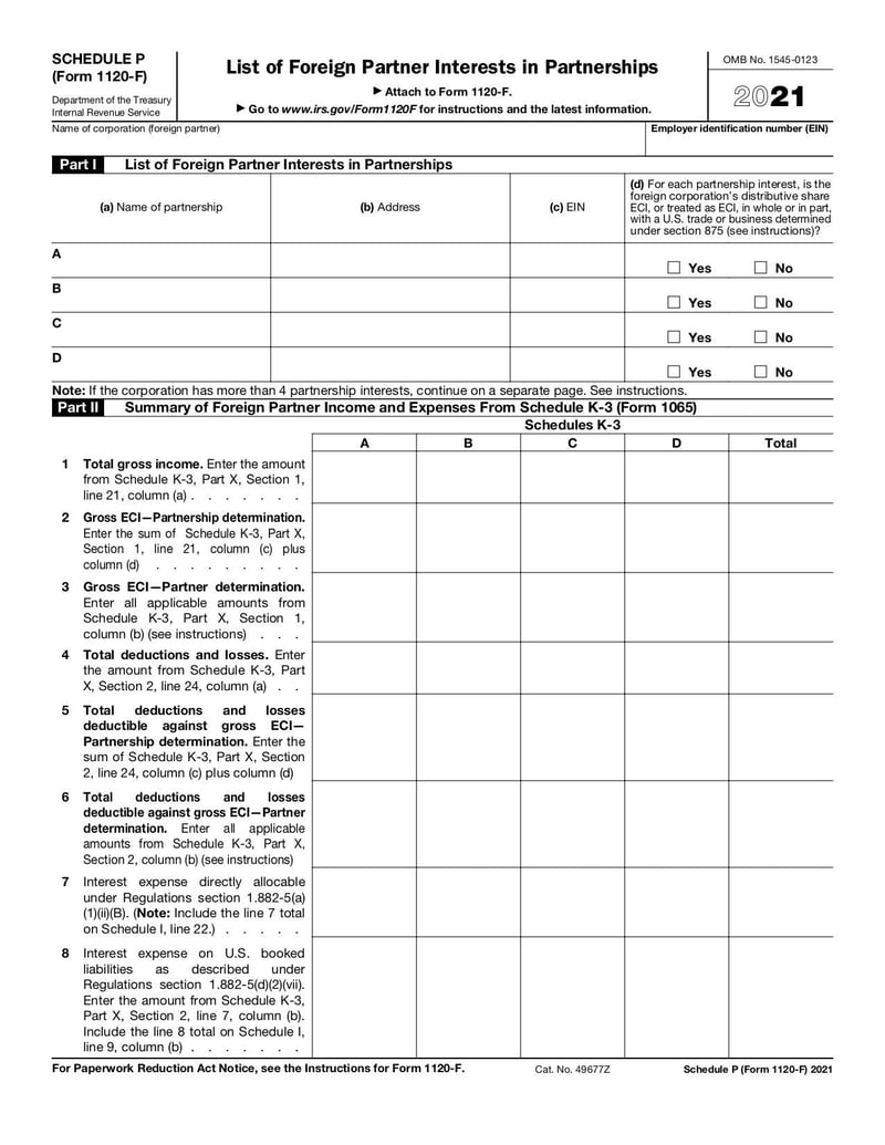 Large thumbnail of Schedule P (Form 1120-F) - Jan 2021