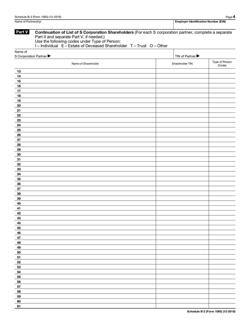 Large thumbnail of Schedule B-2 (Form 1065) - Dec 2018