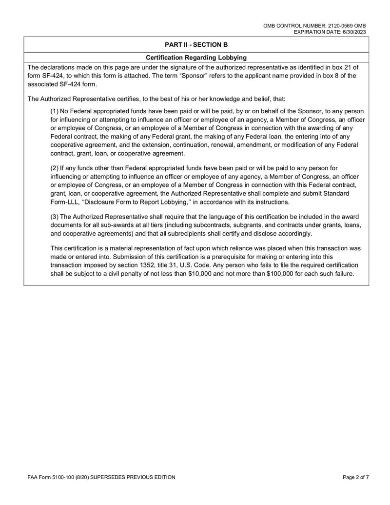 Large thumbnail of FAA Form 5100-100 - Aug 2020