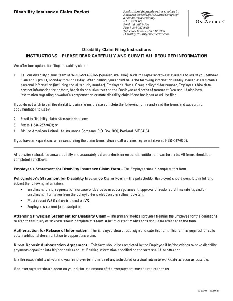Form G-28203 | Fill and sign online with Lumin for Free Printable 2019 Ada Claim Form