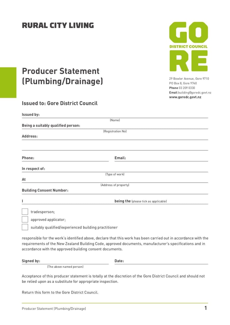 Large thumbnail of Producer Statement - Plumbing and Drainage - Nov 2021