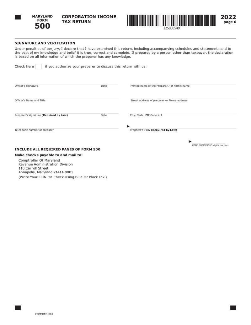 Large thumbnail of Maryland Form 500 - Dec 2022