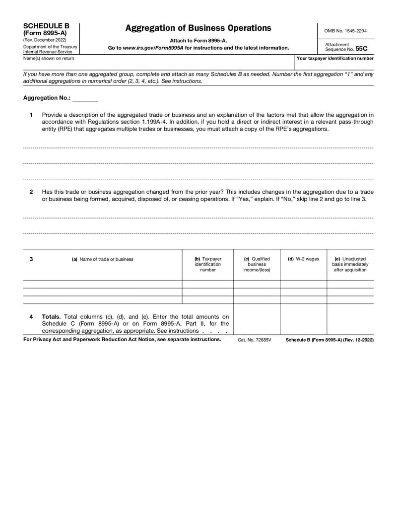 Large thumbnail of Schedule B (Form 8995-A) - Dec 2022