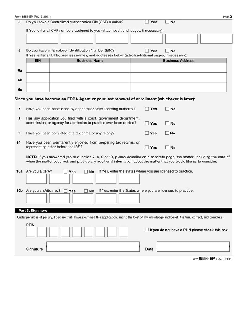 Large thumbnail of Form 8554-EP - Mar 2011
