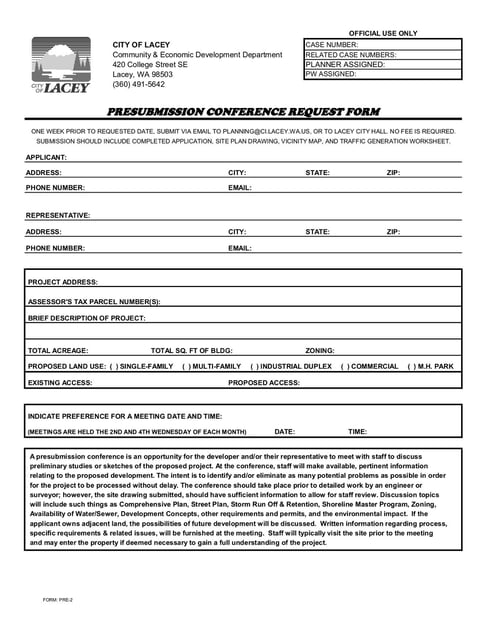 PRE-2 Presubmission Application | Fill and sign online with Lumin