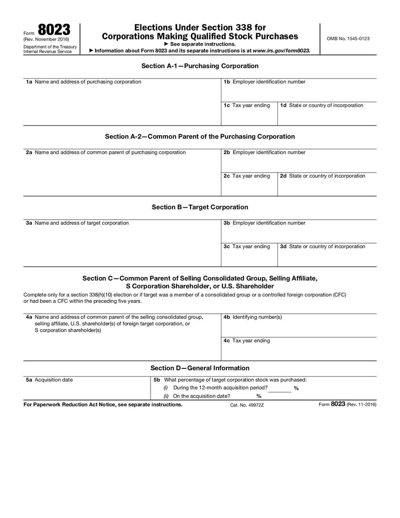 Large thumbnail of Form 8023 - Nov 2016