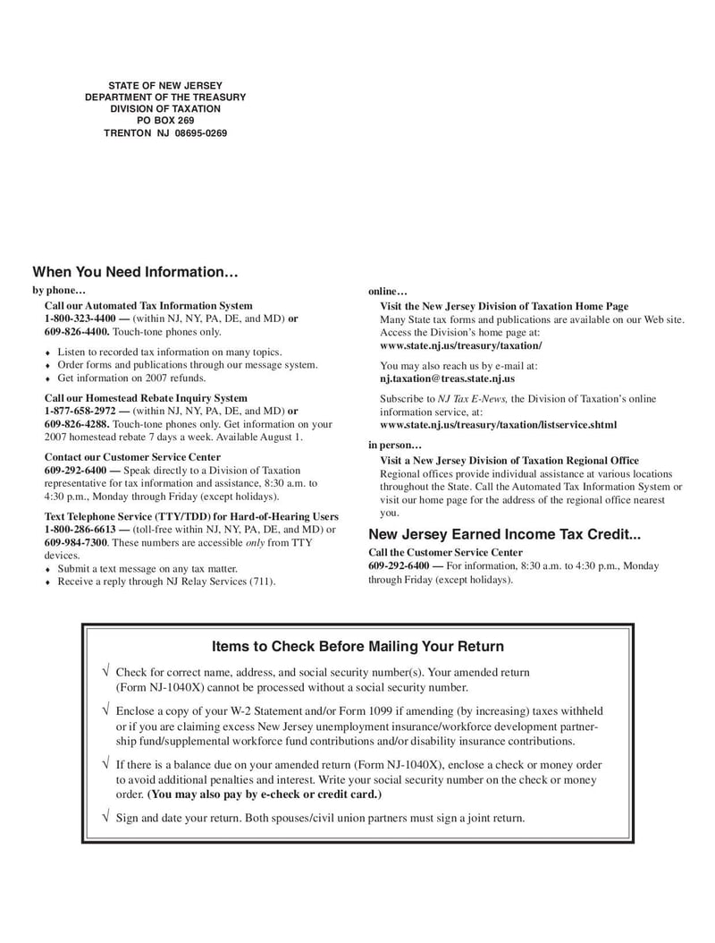 Large thumbnail of Form NJ-1040X - Sep 2010