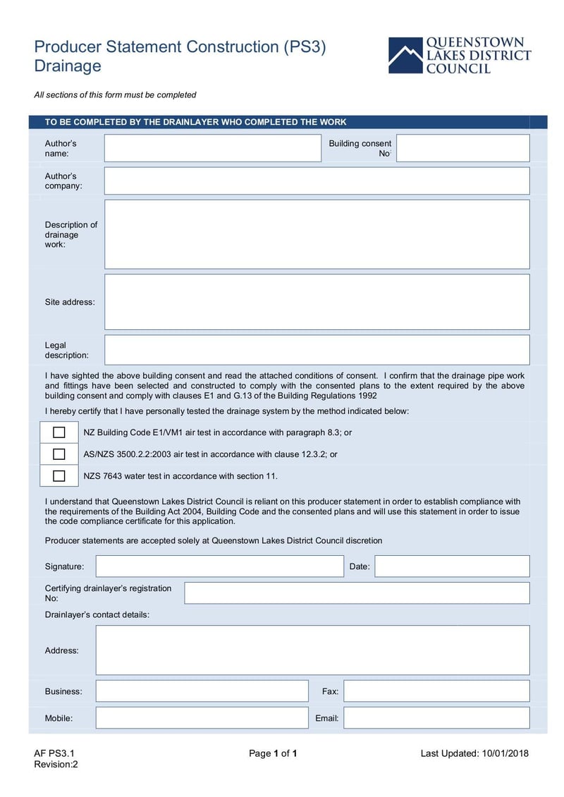 Large thumbnail of AF PS31 Producer Statement Construction PS3 Drainage Rev 2 - Jan 2018