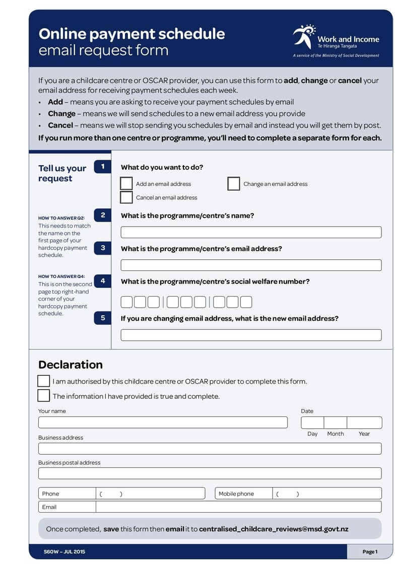 Large thumbnail of Online Payment Schedule Email Request Form - Jul 2015