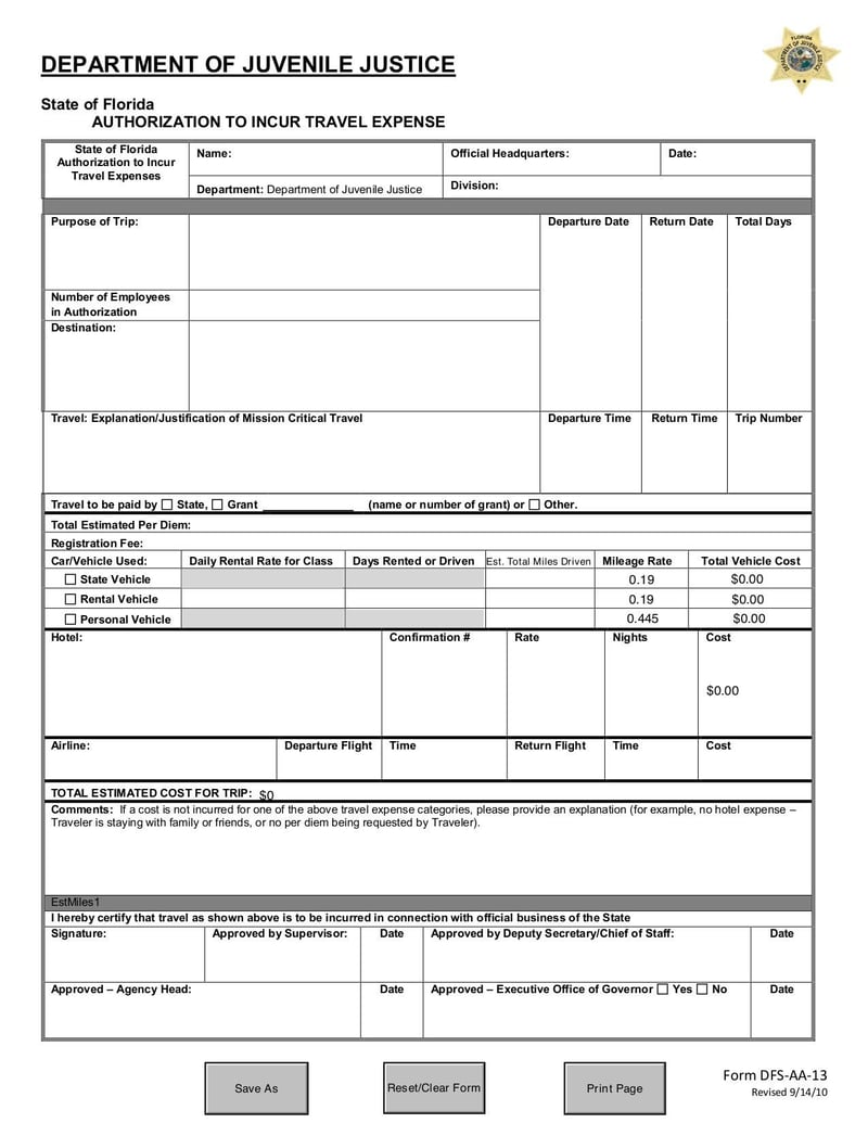 Large thumbnail of Form DFS-AA-13 - Sep 2014