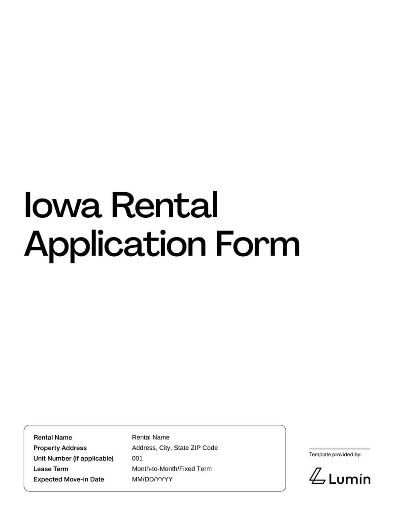 Rental Application Form Iowa for applying to rent in Iowa