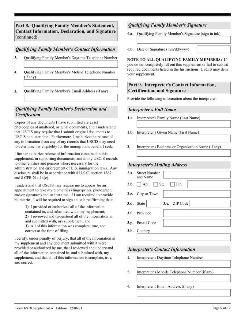 Large thumbnail of Form I-918 Supplement A - Dec 2021