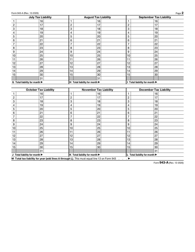 Large thumbnail of Form 943-A - Dec 2020