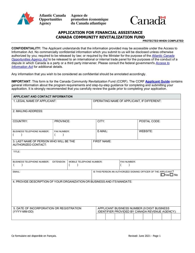Large thumbnail of Canada Community Revitalization Fund (CCRF) Application Form - Jul 2021