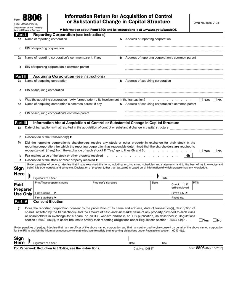 Large thumbnail of Form 8806 - Oct 2016