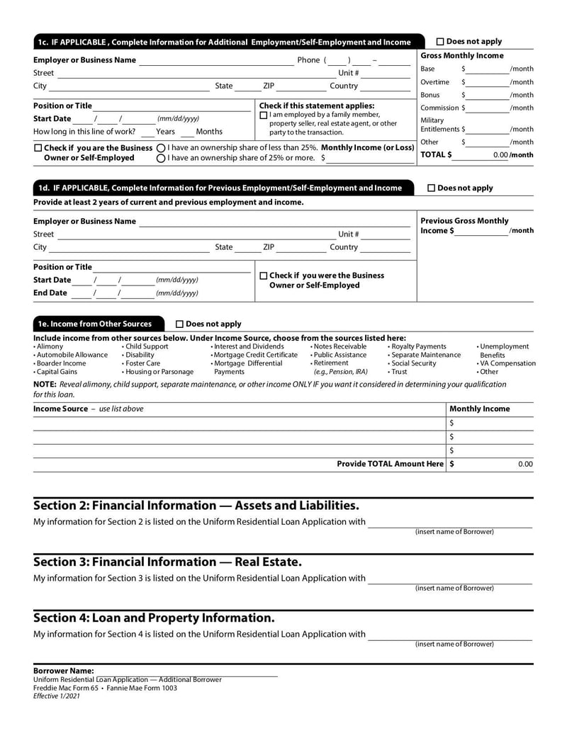 Thumbnail of Uniform Residential Loan Application - Apr 2020 - page 1