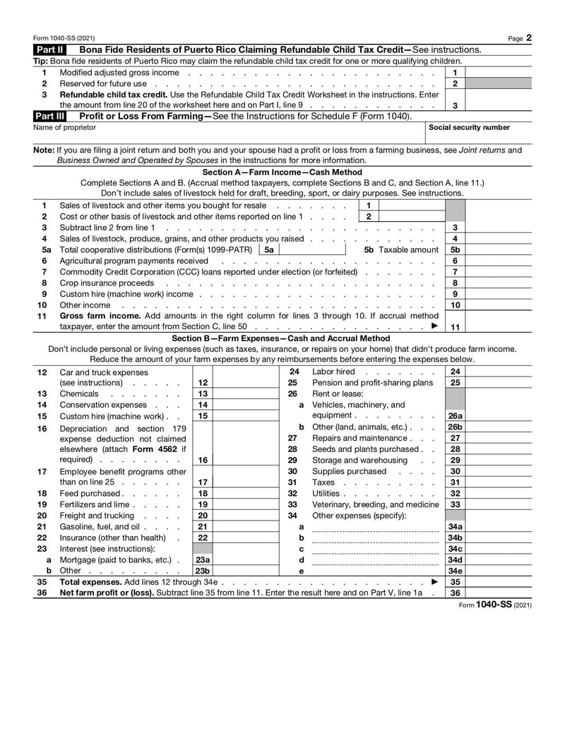Large thumbnail of Form 1040-SS - Jan 2022