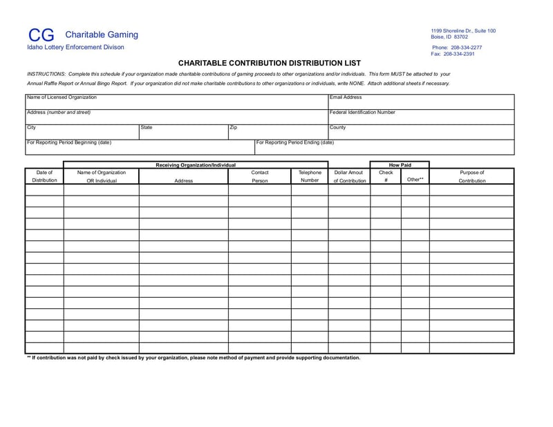Large thumbnail of Charitable Donation Report Form - Oct 2010
