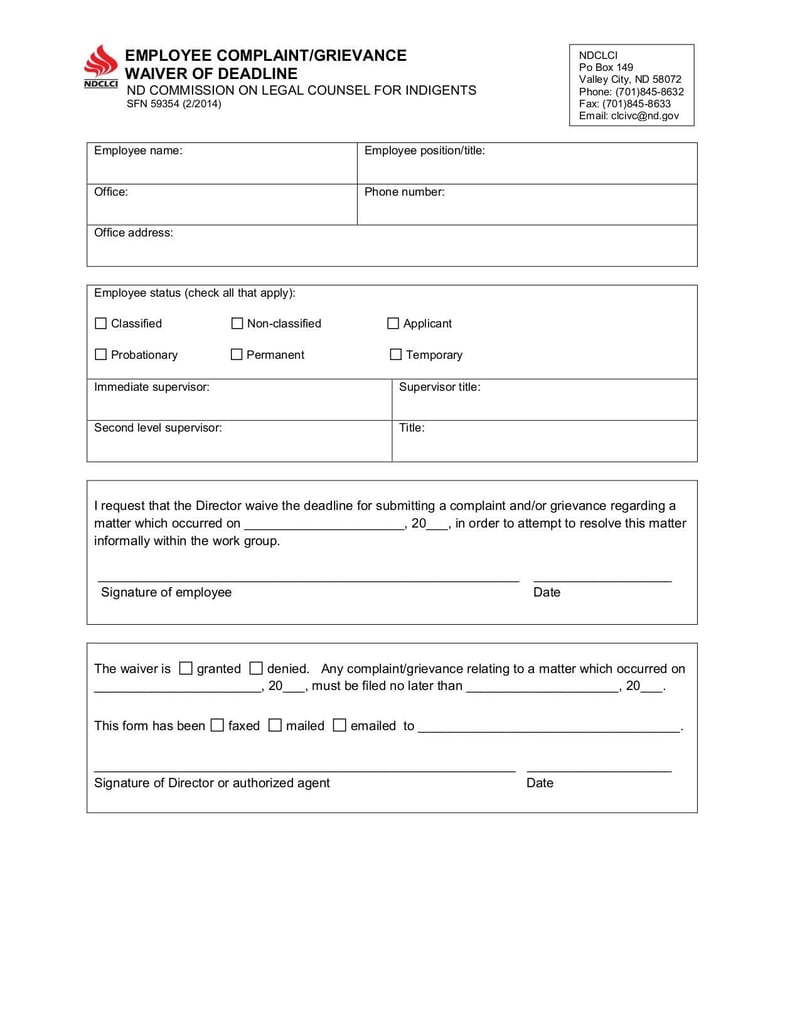 Large thumbnail of Grievance Waiver of Deadline - Feb 2014