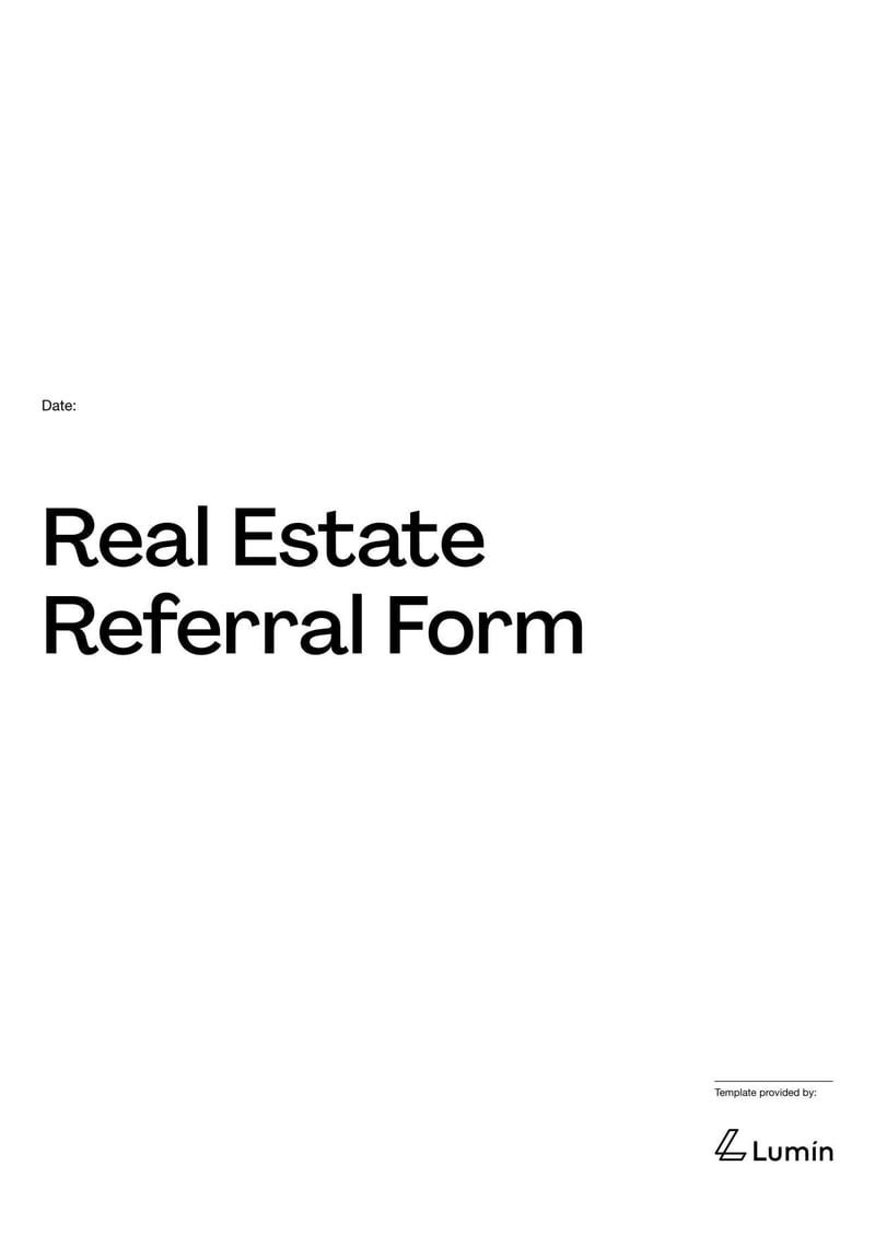 Thumbnail of Real Estate Referral Form - page 0