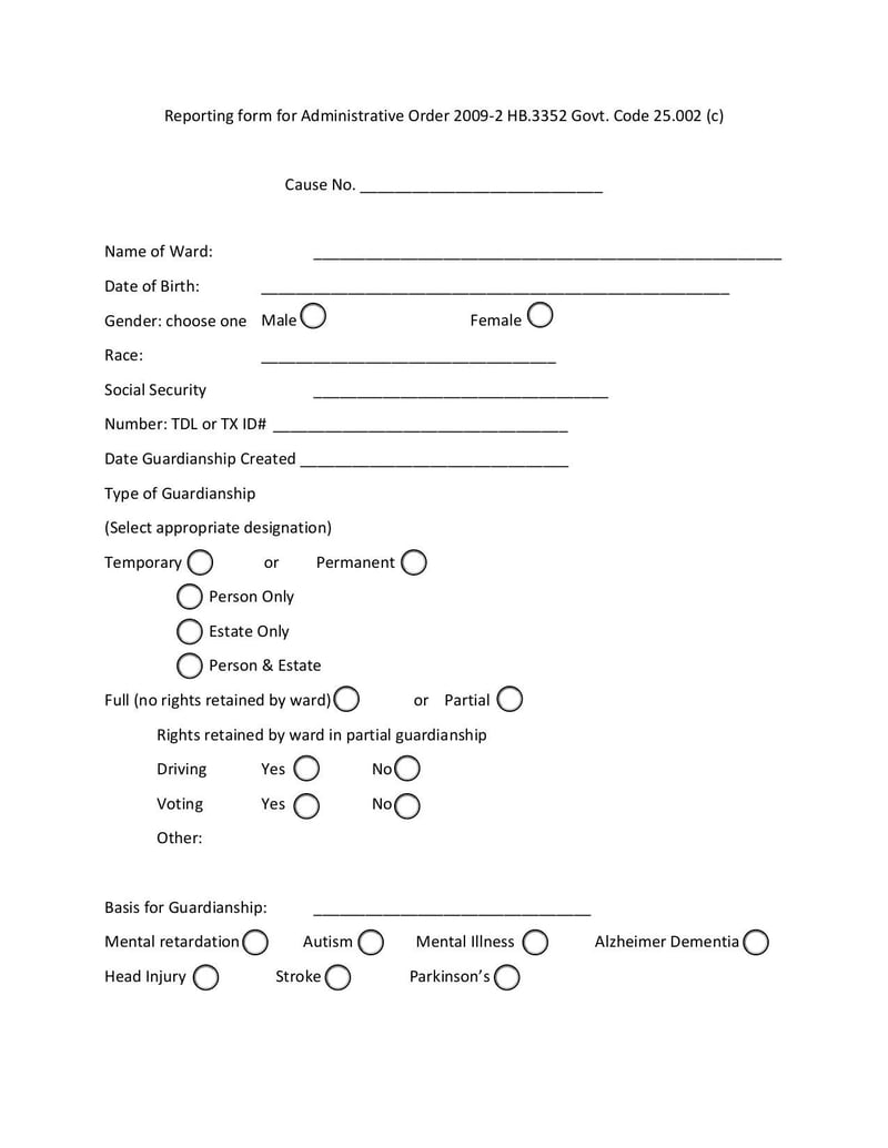 Thumbnail of Firearm Report Form for Administrative Order Form - Sep 2020 - page 0