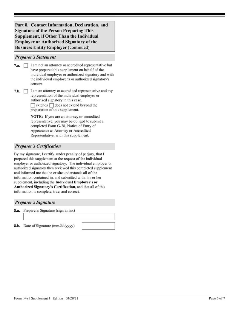 Large thumbnail of Form I-485 Supplement J - Feb 2023