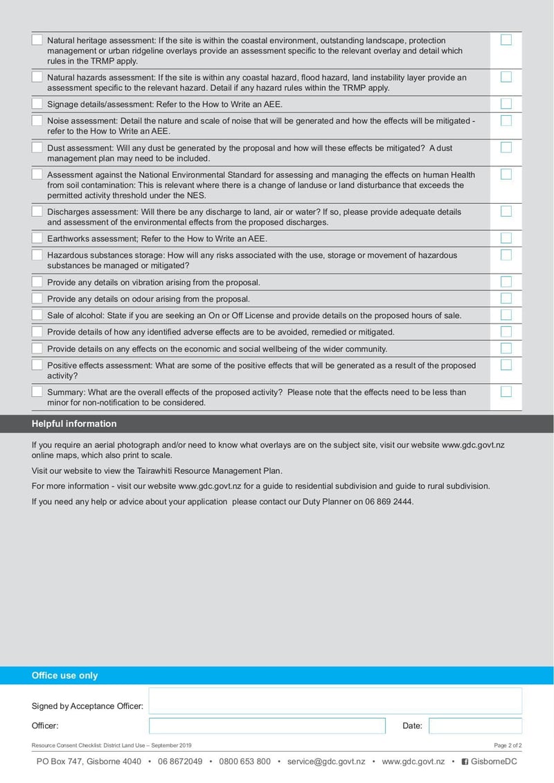 Large thumbnail of Resource Consent Checklist District Land Use 0919 RE - Sep 2019