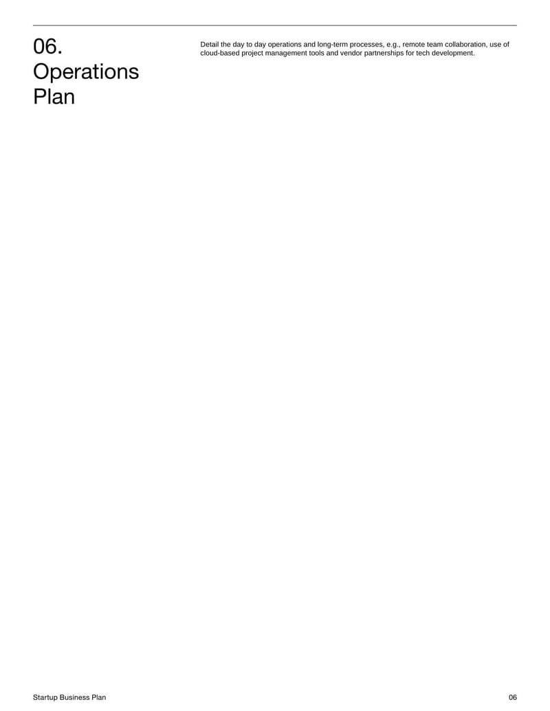 Startup Business Plan for presenting the business model, market research and growth strategy of a new venture