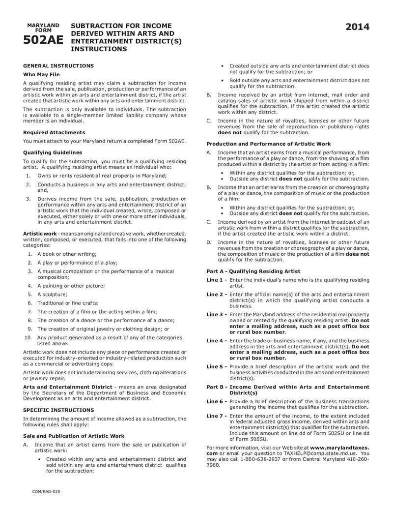 Large thumbnail of Maryland Form 502AE - Sep 2017