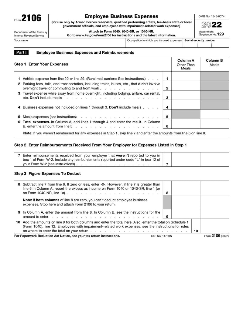 Large thumbnail of Form 2106 - Jan 2022