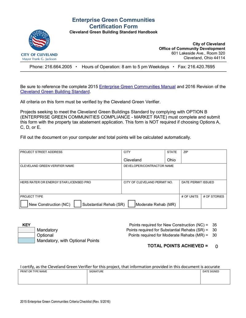 Large thumbnail of Green Communities Certification Form - May 2016