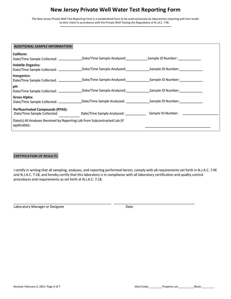 Large thumbnail of New Jersey Private Well Water Test Reporting Form