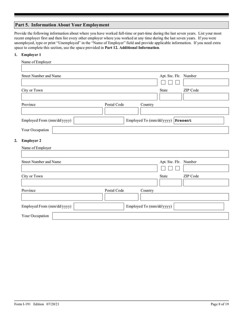 Large thumbnail of Form I-191 - Jul 2021